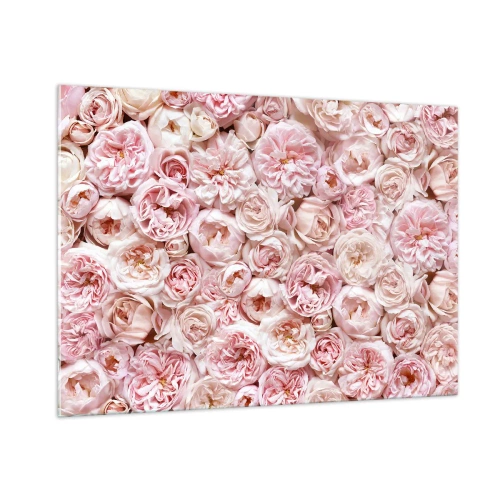 Quadro su vetro - Rose pastello in una fitta composizione floreale - 100x70cm - Coperto di rose - Decorazione murale moderna per soggiorno e camera da letto ARTTOR