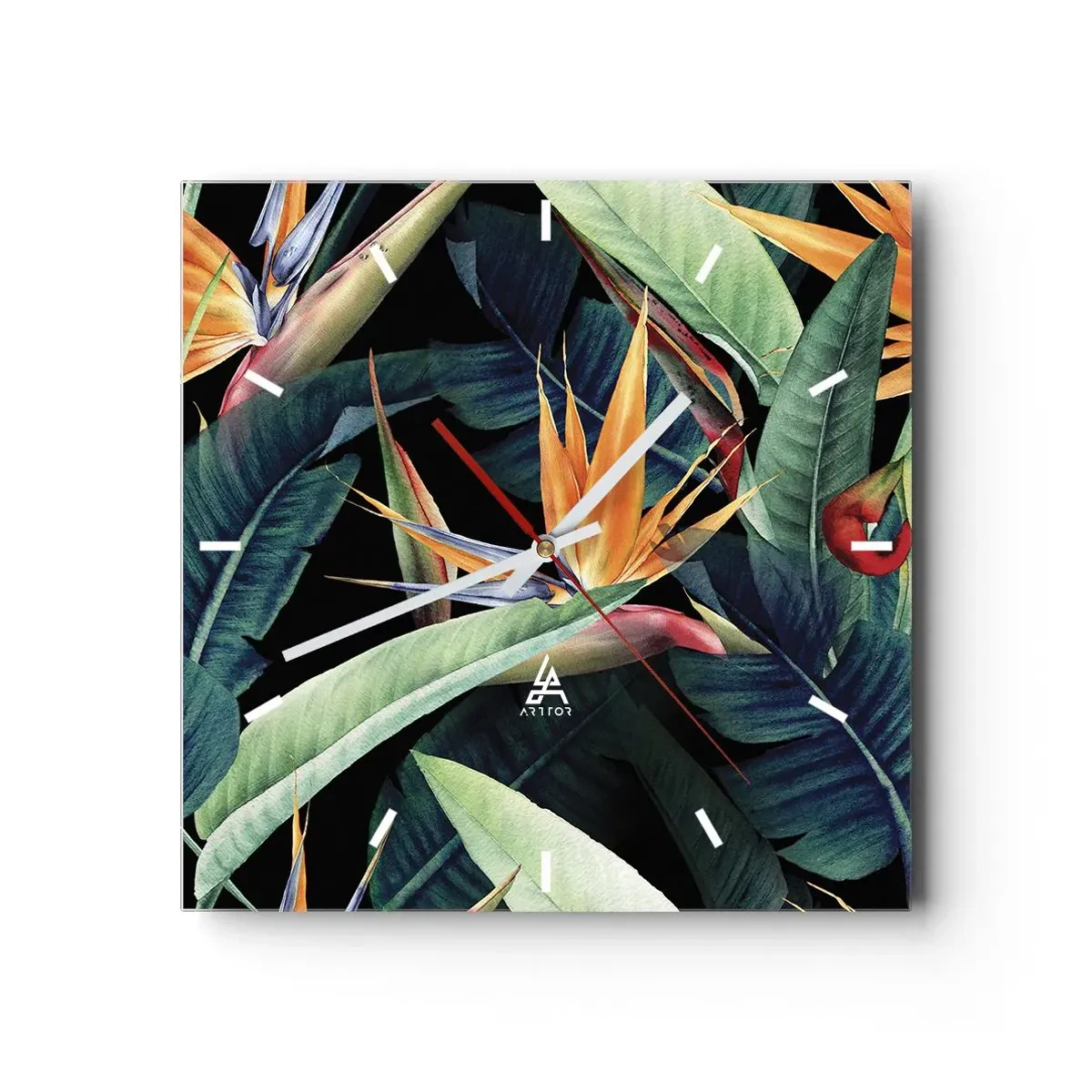 Orologio da parete - Orologio in Vetro - I fiori fiammeggianti dei tropici - 40x40 cm