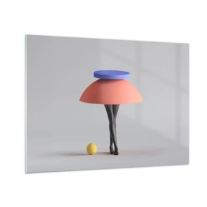 Quadro su vetro - Una figura surreale fatta di forme geometriche e gambe - 70x50cm - Composizione surrealista - Decorazione murale moderna per soggiorno e camera da letto ARTTOR