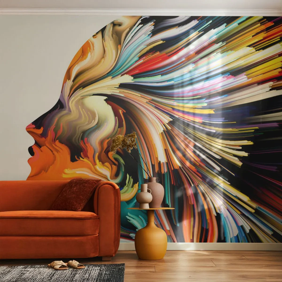 Fotomurali Autoadesivo Deluxe Sticker - Esplosione di fantasia - Astrazione, Donna, Grafica - 250x175 cm