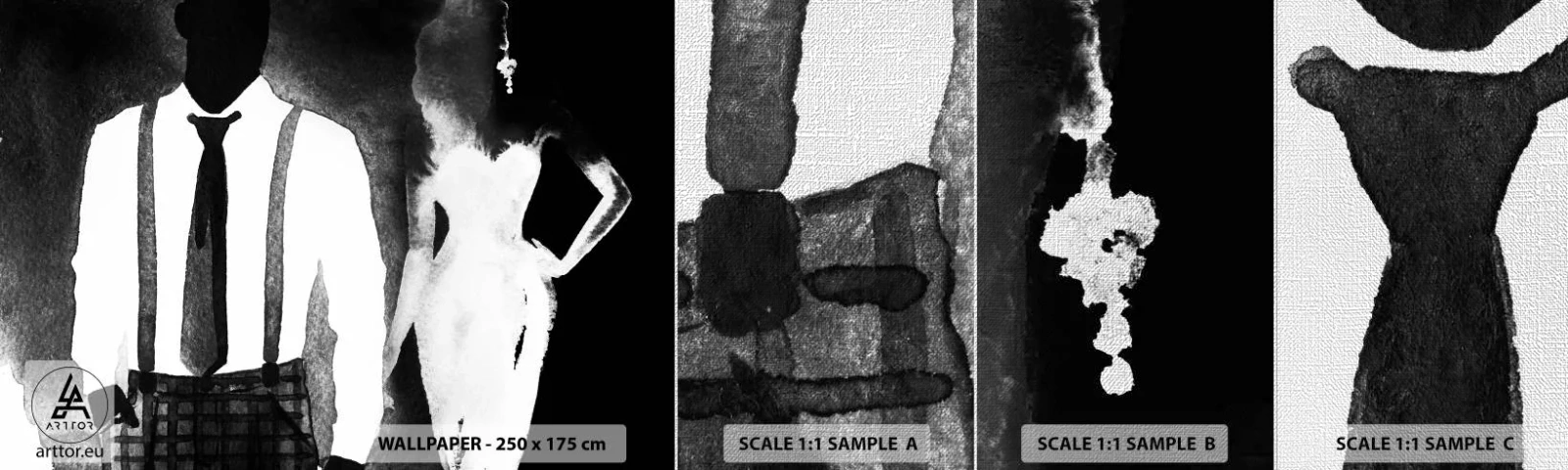 Campione di Fotomurale Premium Canvas - Atmosfera noir - Astrazione, Donna e Uomo, Moda - 100x30 cm