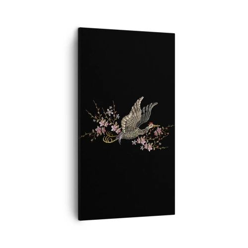 Quadro su tela - Stampe su Tela - Uccello esotico ricamato - 45x80 cm
