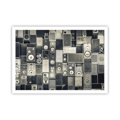 Poster - Collezione di altoparlanti in stile retrò - 100x70cm - Armonia di suoni - Decorazione murale moderna per soggiorno e camera da letto ARTTOR