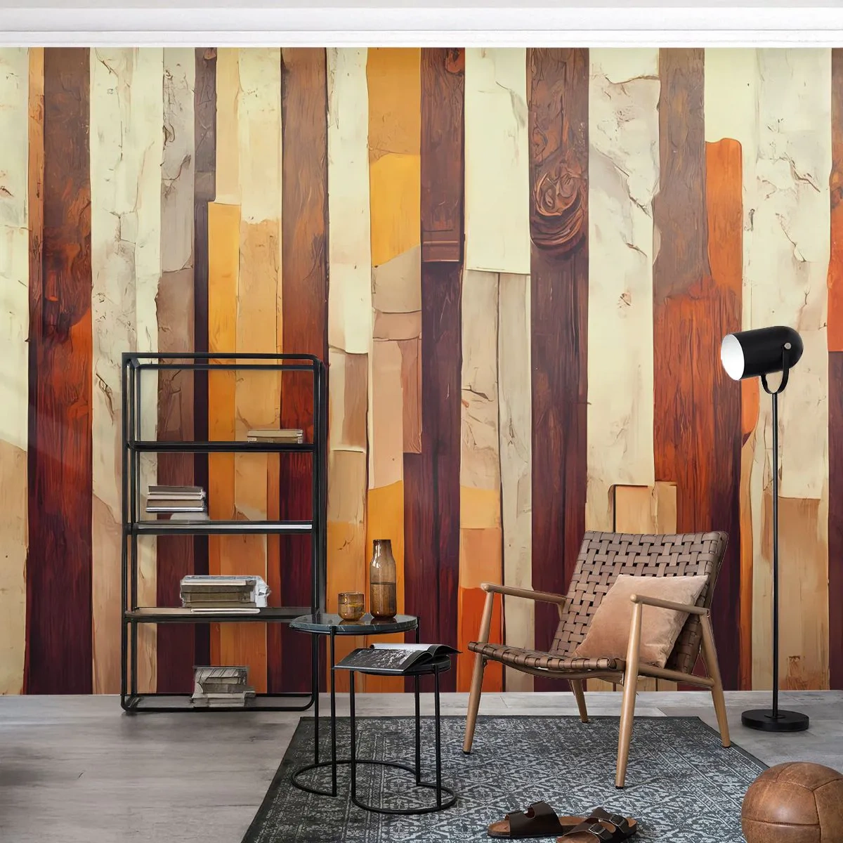 Fotomurali Premium Sand - L'inno dei legni boschivi - Pezzo, Astrazione, Cinghie - 450x315 cm