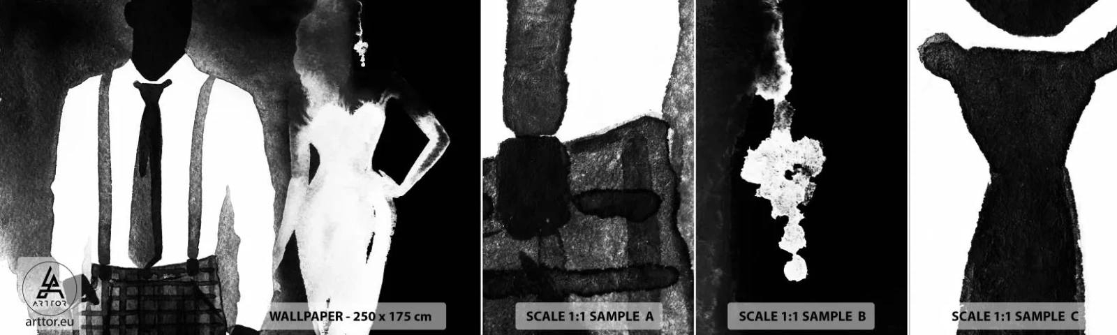 Campione Di Fotomurale Standard Eco - Atmosfera noir - Astrazione, Donna e Uomo, Moda - 100x30 cm
