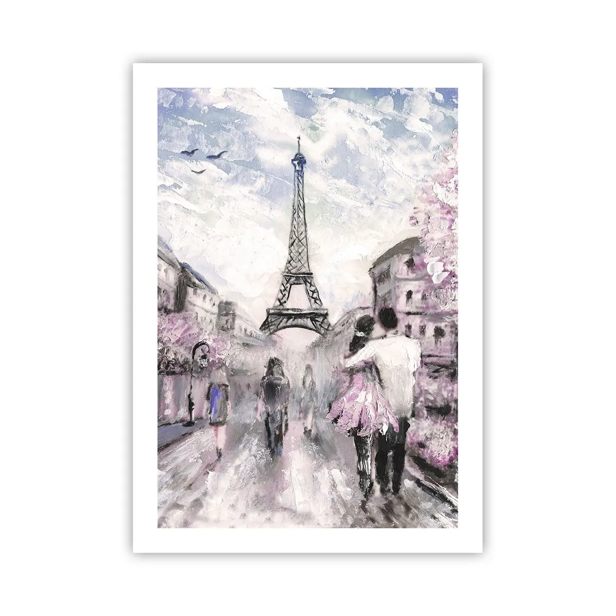 Poster - Una scena romantica a Parigi con la Torre Eiffel sullo sfondo - 50x70cm - Se innamorarsi, allora solo a... - Decorazione murale moderna per soggiorno e camera da letto ARTTOR
