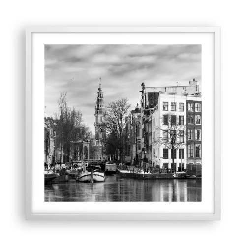 Poster in cornice bianca - Atmosfera di Amsterdam - 50x50 cm