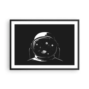 Poster in cornice nera - Un casco da astronauta minimalista con vista sullo spazio - 70x50cm - Panorama niente male - Decorazione murale moderna per soggiorno e camera da letto ARTTOR