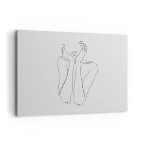 Quadro su tela - Stampe su Tela - Disegno minimalista di viso e mani - 100x70cm - Quello che sognano le ragazze - Decorazione murale moderna per soggiorno e camera da letto ARTTOR