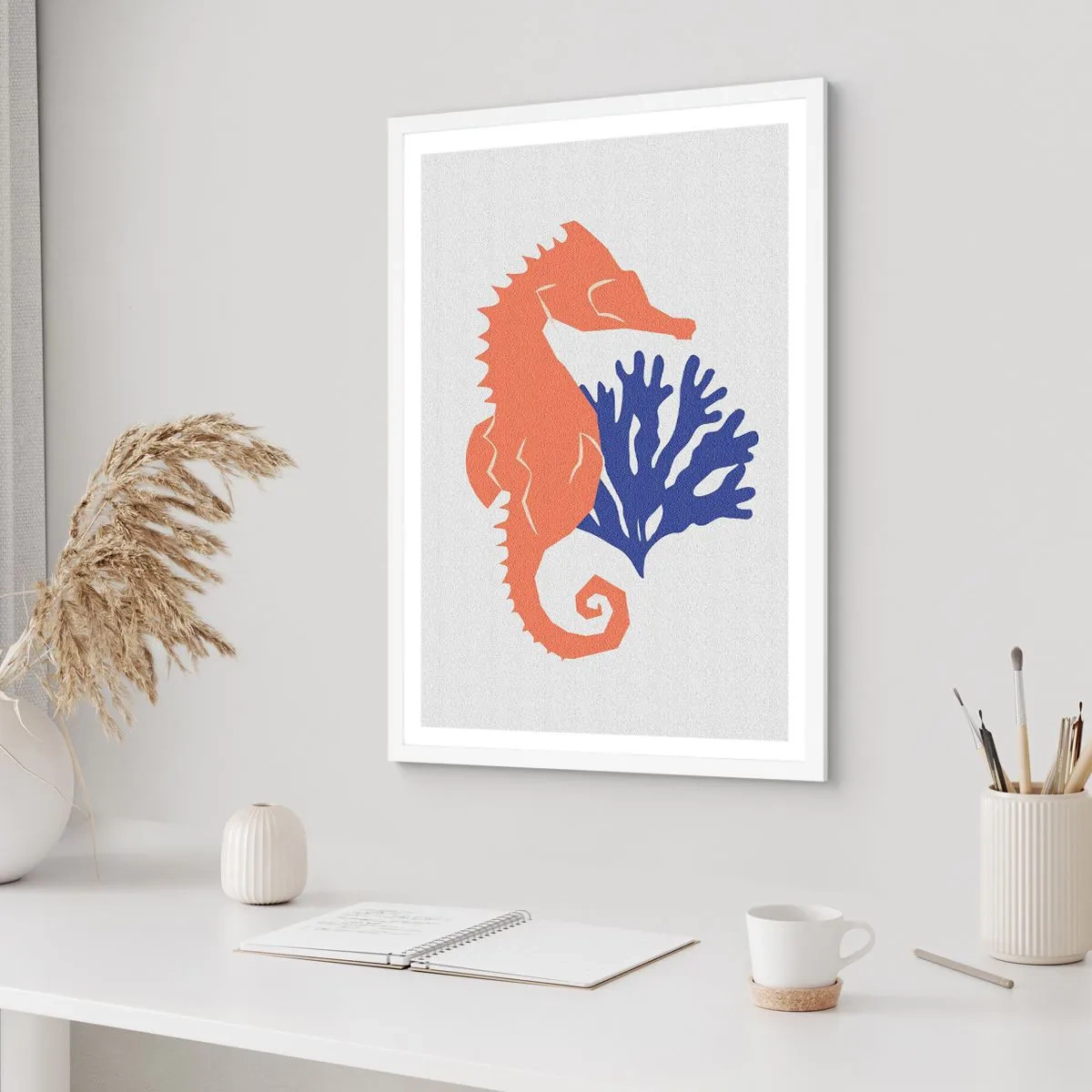 Poster in cornice bianca - Sul prato sottomarino - 30x40 cm