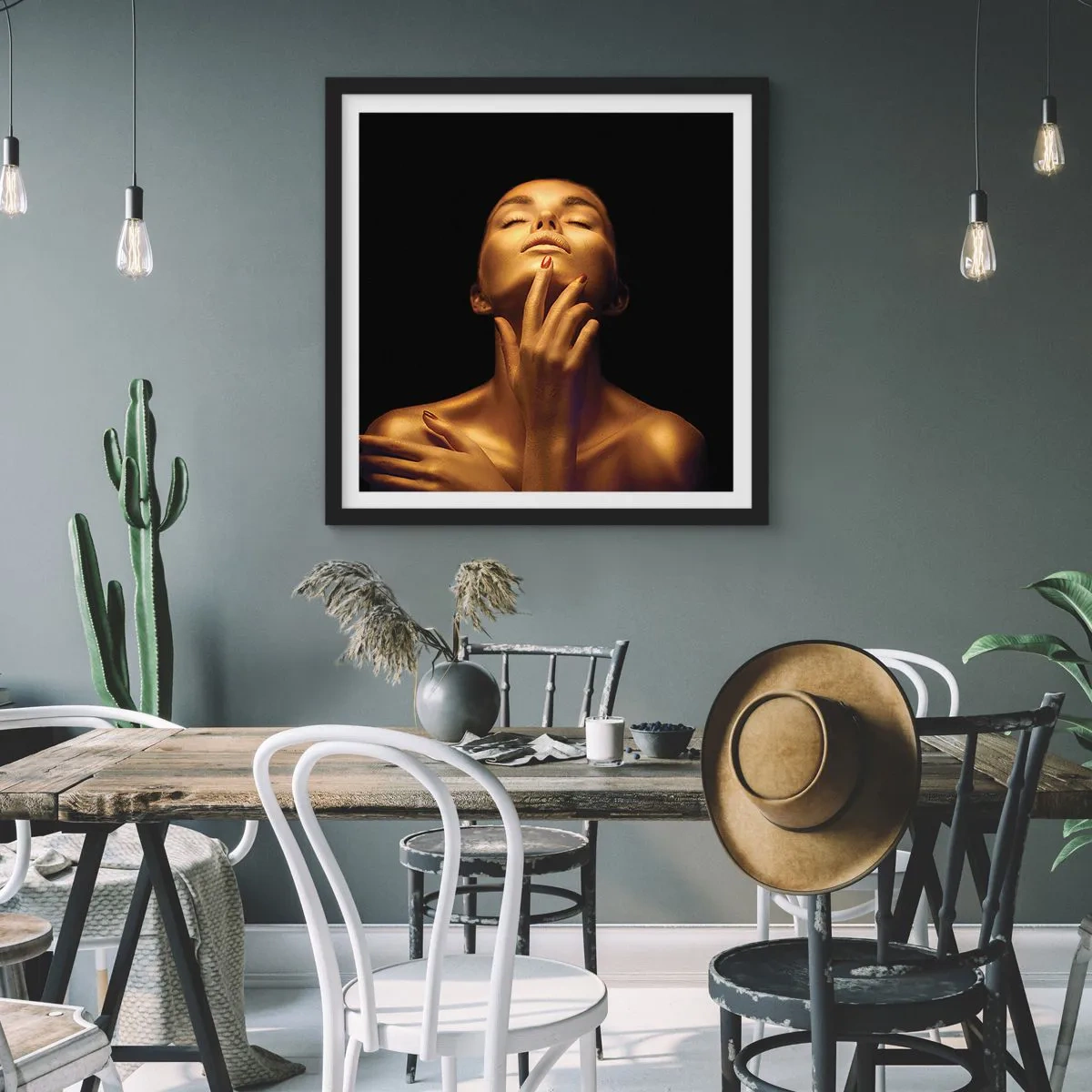 Poster in cornice nera - Come seta d'oro - 60x60 cm