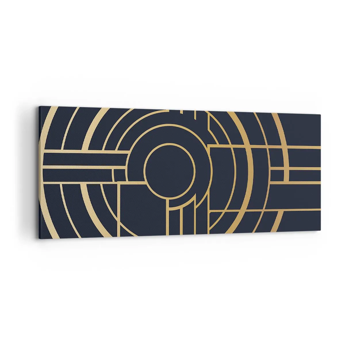 Quadro su tela - Stampe su Tela - Motivo geometrico con linee dorate - 120x50cm - Il giro delle cose - Decorazione murale moderna per soggiorno e camera da letto ARTTOR