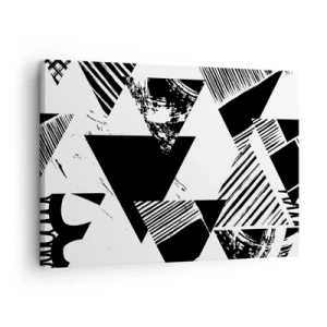 Quadro su tela - Stampe su Tela - Motivi geometrici in forma minimalista in bianco e nero - 70x50cm - Pioggia di triangoli - Decorazione murale moderna per soggiorno e camera da letto ARTTOR