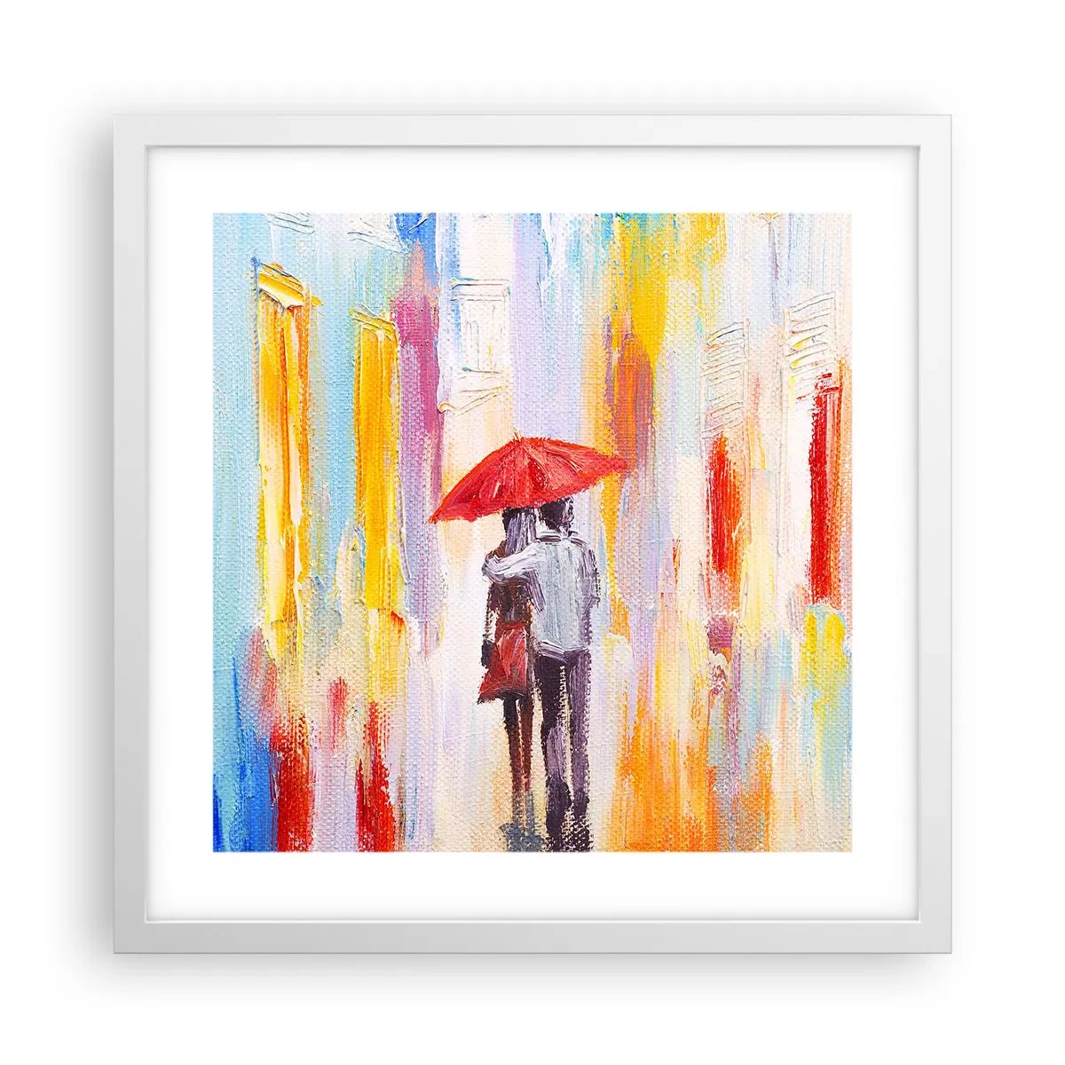Poster in cornice bianca - Che piova ancora - 40x40 cm