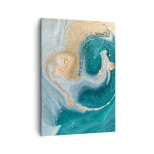Quadro su tela - Stampe su Tela - Vortice astratto nei toni del turchese e dell'oro - 50x70cm - Vortice di oro e turchese - Decorazione murale moderna per soggiorno e camera da letto ARTTOR