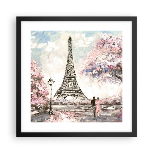 Poster in cornice nera - Passeggiata a Parigi in aprile - 40x40 cm
