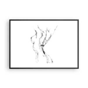 Poster in cornice nera - Linee delicate e astratte che ricordano scie di fumo su uno sfondo chiaro - 100x70cm - Bella e forte - Decorazione murale moderna per soggiorno e camera da letto ARTTOR