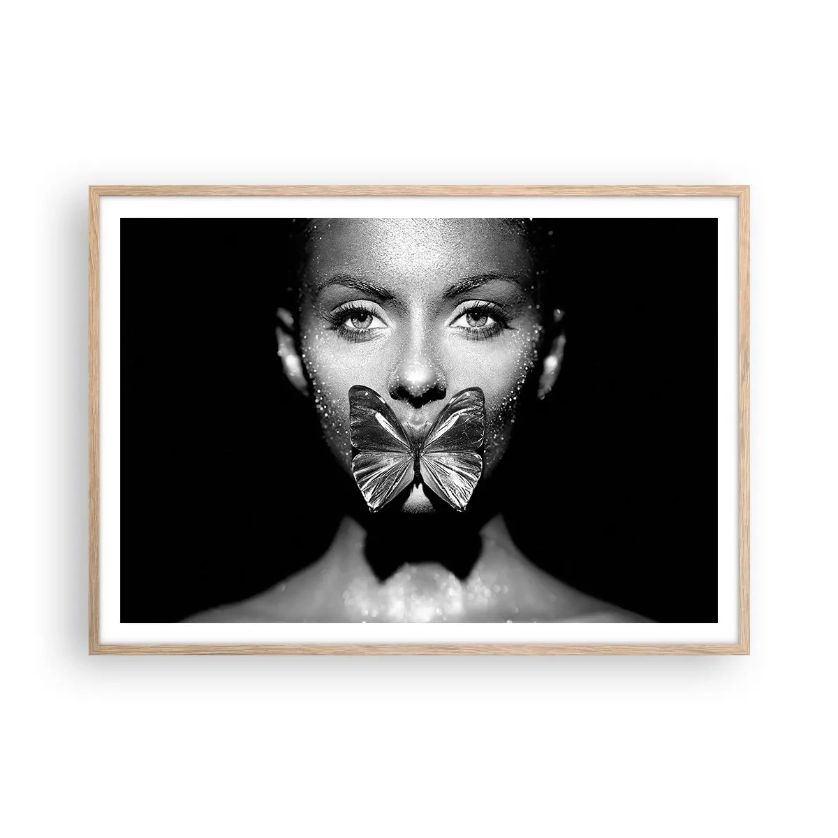 Poster in cornice rovere chiaro - Il bacio delle farfalle - 100x70 cm