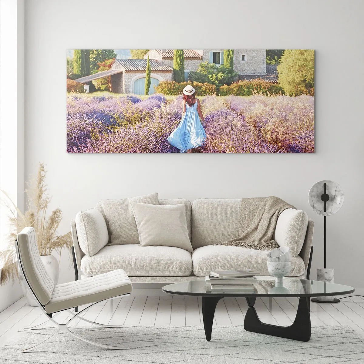 Quadro su vetro - La ragazza nella lavanda - 90x30 cm