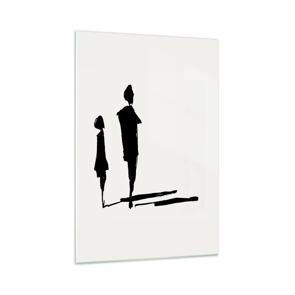 Quadro su vetro - Silhouette di due persone in nero su sfondo chiaro - 70x100cm - Sicuramente insieme? - Decorazione murale moderna per soggiorno e camera da letto ARTTOR