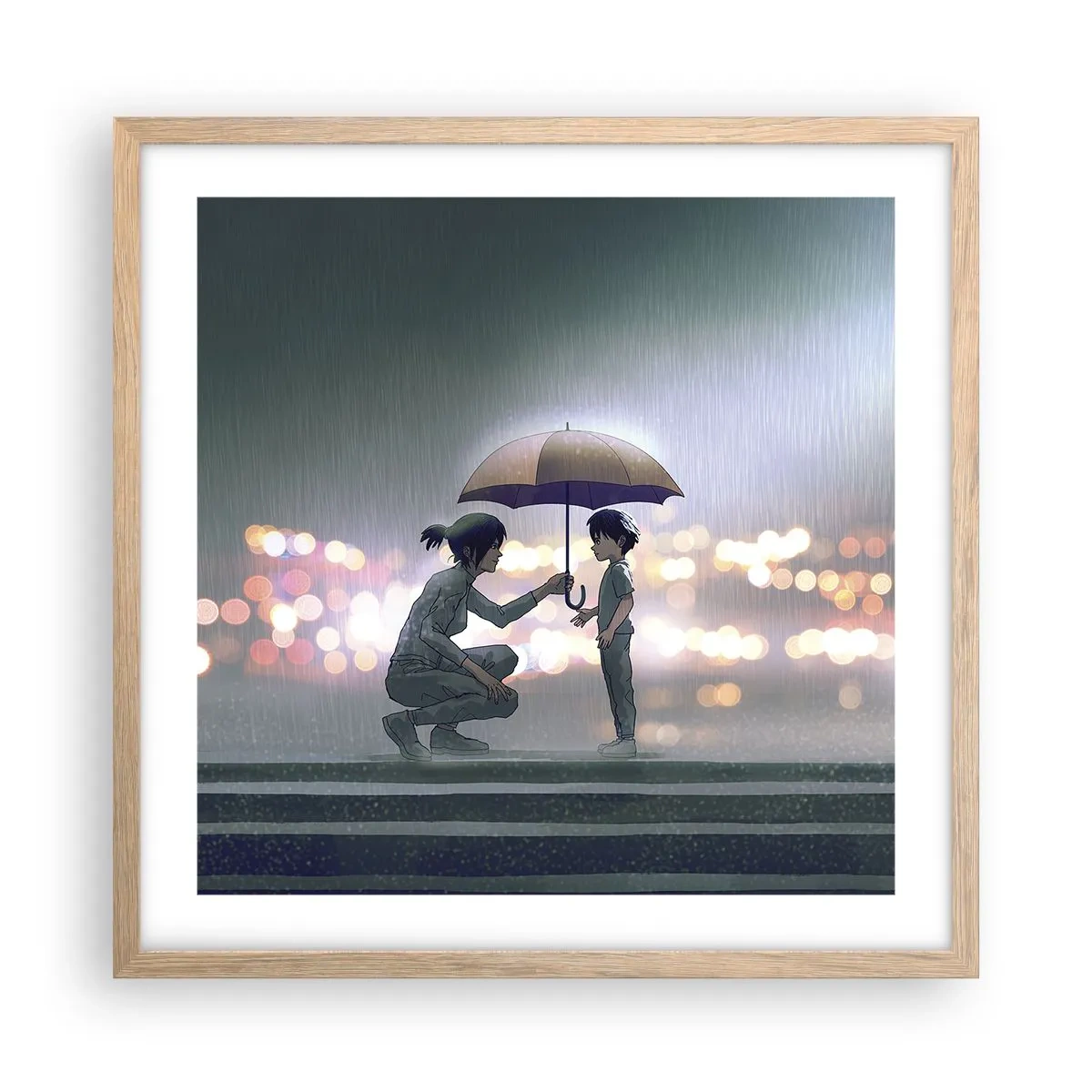 Poster in cornice rovere chiaro - E già tutto va bene - 50x50 cm