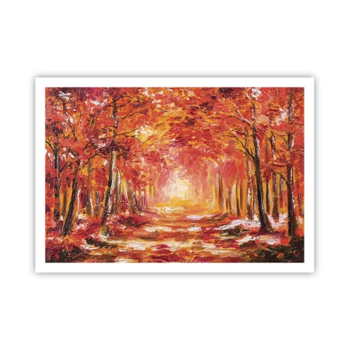 Poster - Foresta autunnale nei toni del rame e dell'oro - 100x70cm - Foresta di rame - Decorazione murale moderna per soggiorno e camera da letto ARTTOR