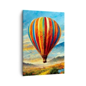 Quadro su tela - Stampe su Tela - Un palloncino colorato sopra un paesaggio pittoresco - 50x70cm - Nel silenzio si vede meglio - Decorazione murale moderna per soggiorno e camera da letto ARTTOR