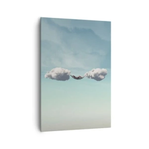 Quadro su tela - Stampe su Tela - Una persona che si rilassa su un'amaca sospesa tra le nuvole - 70x100cm - La felicità del momento - Decorazione murale moderna per soggiorno e camera da letto ARTTOR