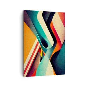 Quadro su tela - Stampe su Tela - Onde astratte colorate in una composizione dinamica - 70x100cm - Composizione intensa - Decorazione murale moderna per soggiorno e camera da letto ARTTOR