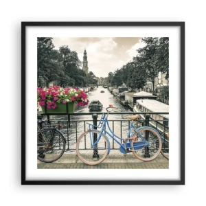 Poster in cornice nera - I colori delle strade di Amsterdam - 50x50 cm
