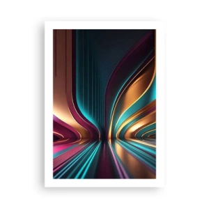 Poster - Astrazione futuristica nei colori oro e turchese - 50x70cm - Architettura di luce - Decorazione murale moderna per soggiorno e camera da letto ARTTOR