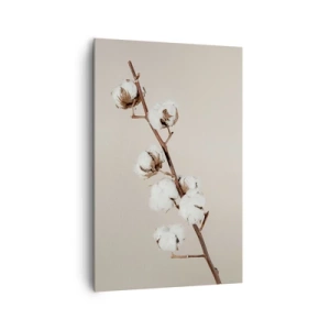 Quadro su tela - Stampe su Tela - Un rametto di cotone su uno sfondo beige - 80x120cm - Alla fonte della morbidezza - Decorazione murale moderna per soggiorno e camera da letto ARTTOR
