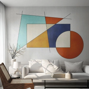 Fotomurali Standard Eco - Figure geometriche in stile modernista - 100x70cm - Astrazione: gioco modernista - Decorazione murale moderna per soggiorno e camera da letto ARTTOR