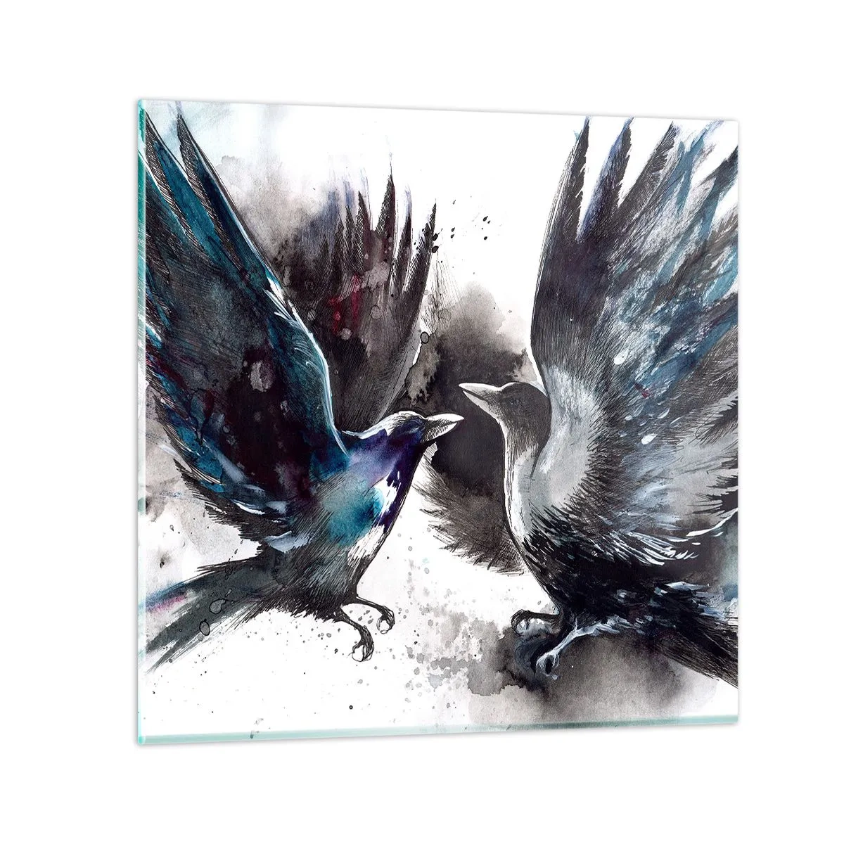 Quadro su vetro - Corvi imperiali - 30x30 cm