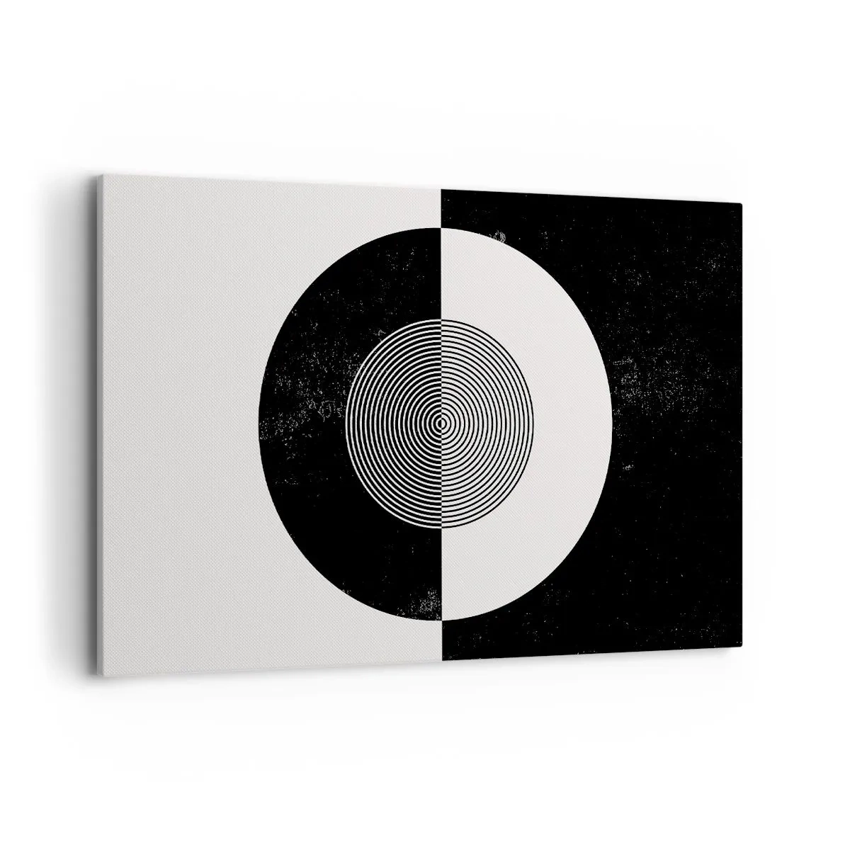 Quadro su tela - Stampe su Tela - Motivo grafico in bianco e nero a contrasto - 120x80cm - Armonia in bianco e nero - Decorazione murale moderna per soggiorno e camera da letto ARTTOR
