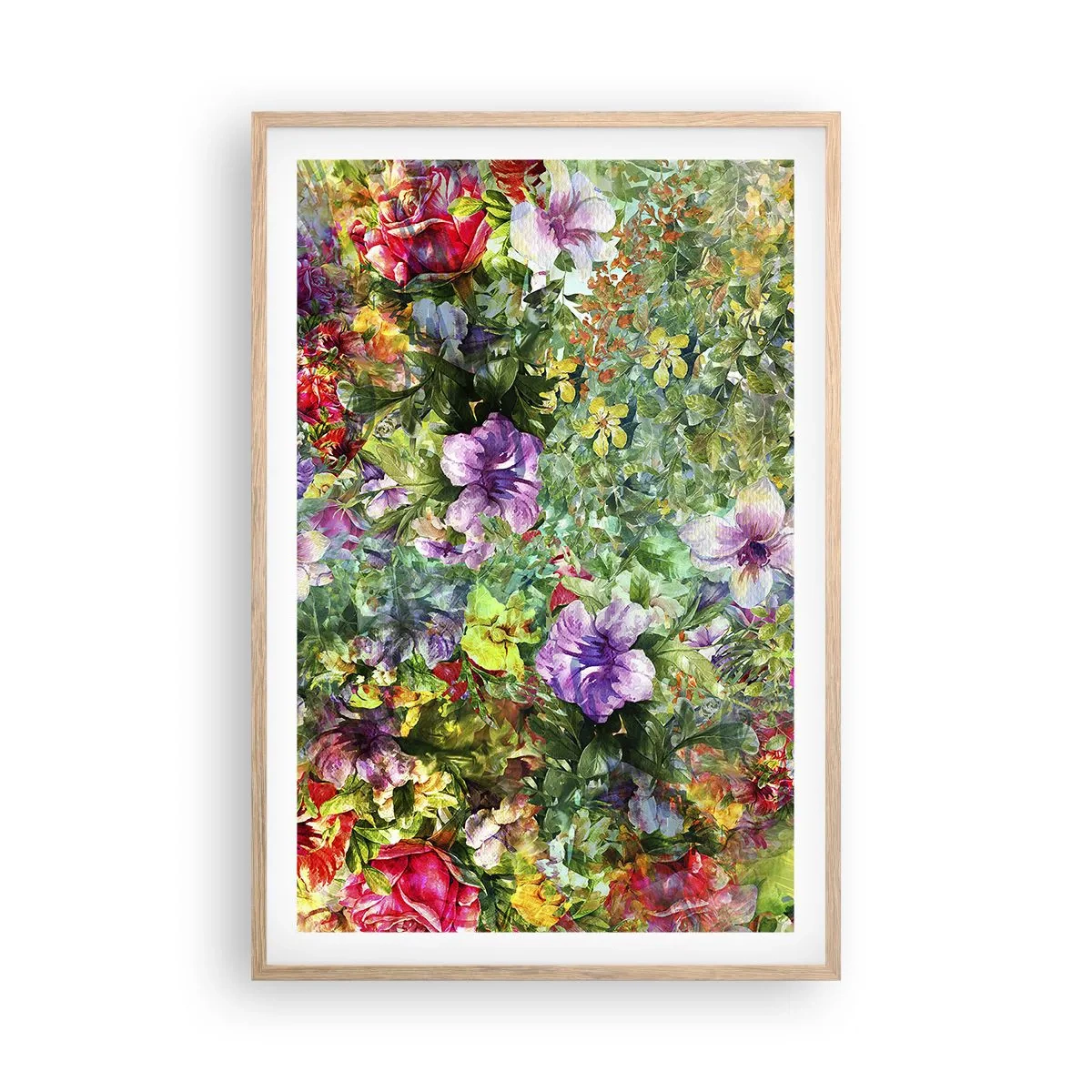 Poster in cornice rovere chiaro - Perdersi nei fiori - 61x91 cm
