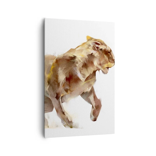 Quadro su tela - Stampe su Tela - Una leonessa che corre in un'interpretazione artistica - 80x120cm - Grazia selvatica - Decorazione murale moderna per soggiorno e camera da letto ARTTOR