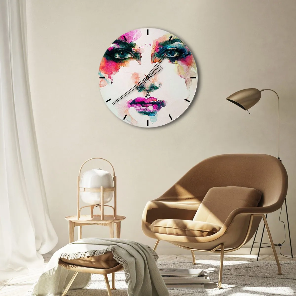 Orologio da parete - Orologio in Vetro - Un ritratto dipinto dall'arcobaleno - 30x30 cm