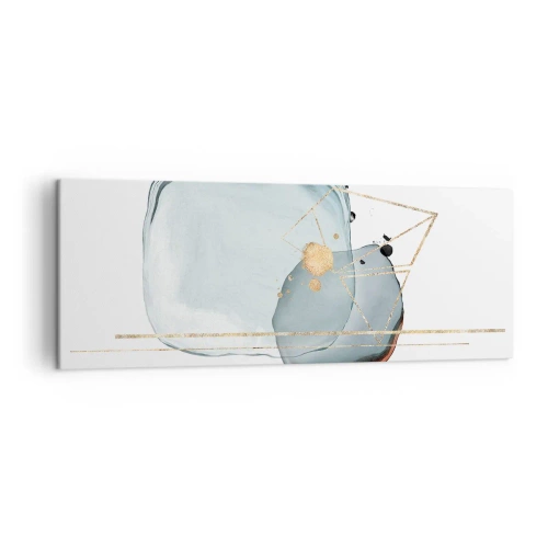 Quadro su tela - Stampe su Tela - Forme astratte nei toni del blu e dell'oro su sfondo bianco - 140x50cm - Studio di goccia - Decorazione murale moderna per soggiorno e camera da letto ARTTOR
