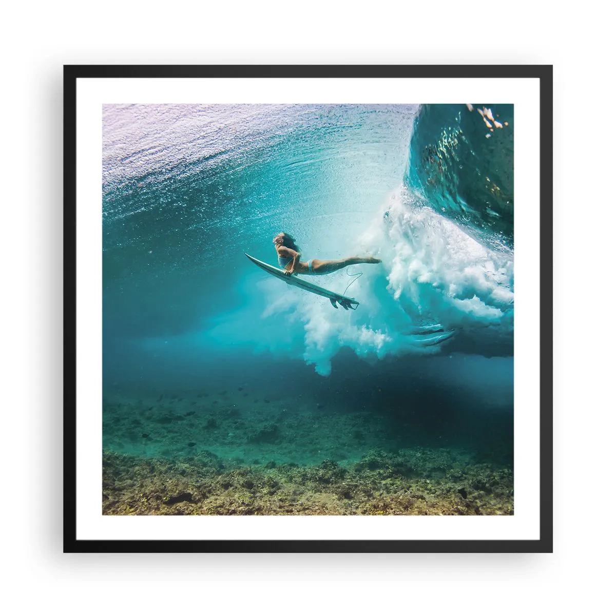 Poster in cornice nera - Mondo subacqueo - 60x60 cm