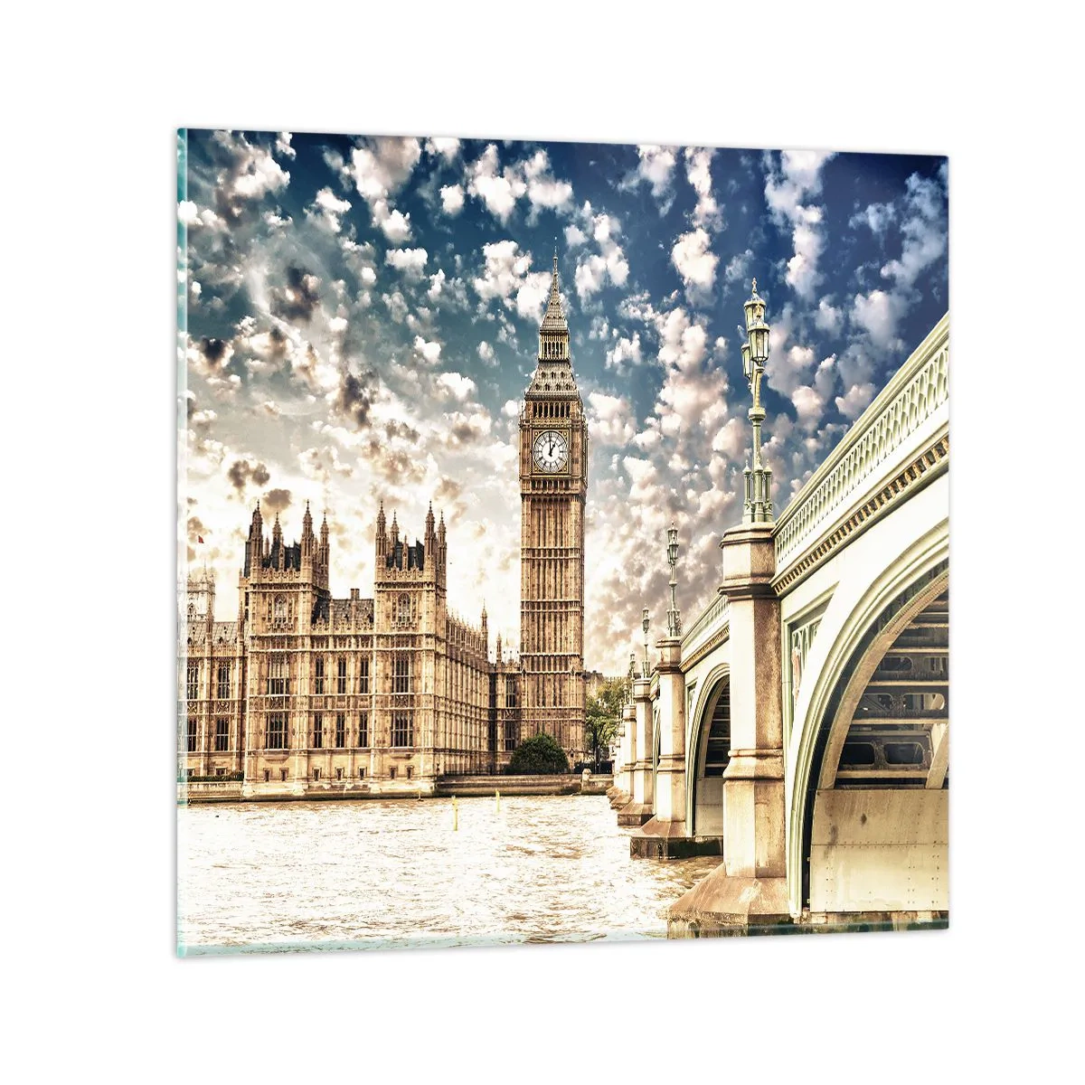 Quadro su vetro - Cirri sul Tamigi - 40x40 cm