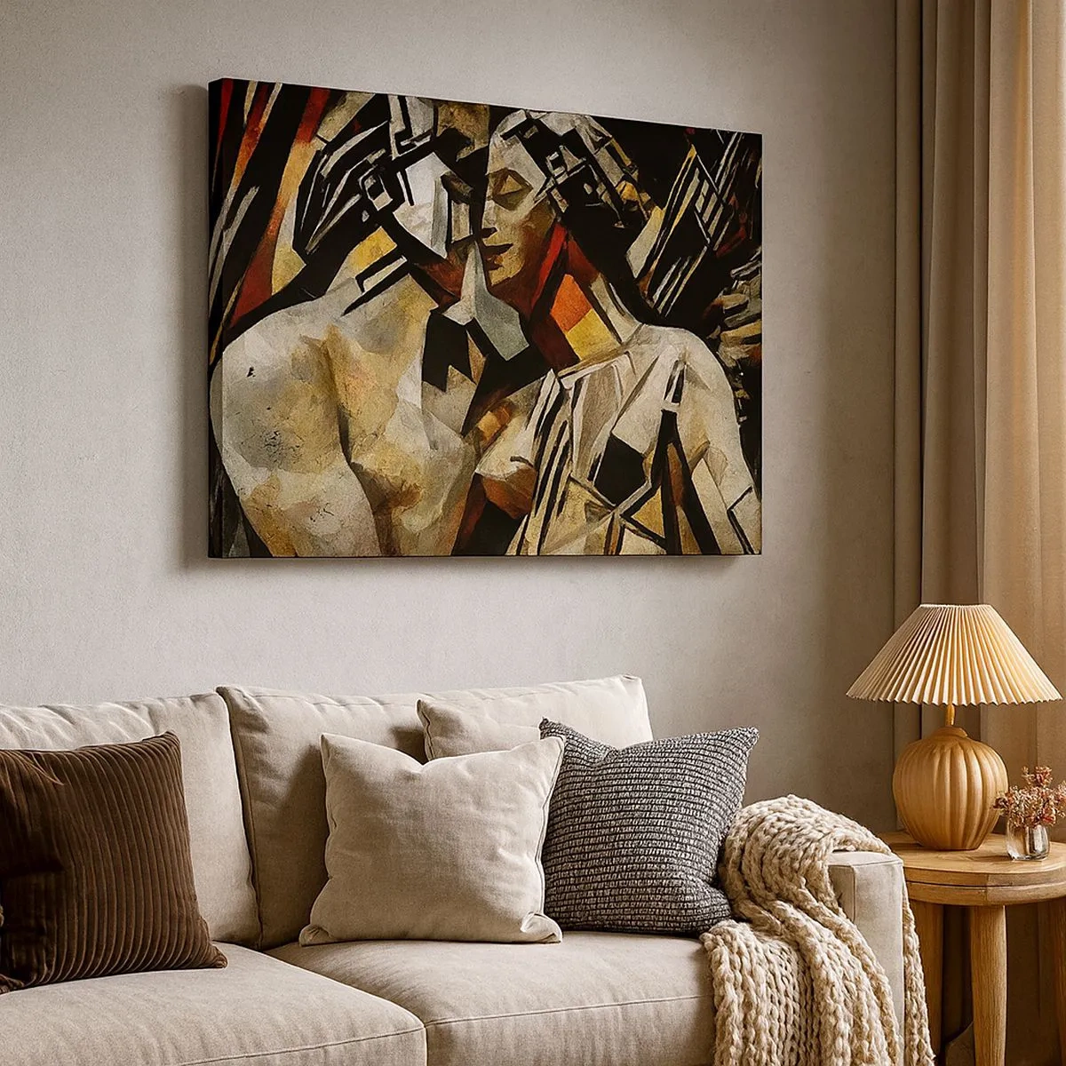 Quadro su tela - Stampe su Tela - Composizione astratta con sagome in forma dinamica - 70x50cm - Bacio di statue - Decorazione murale moderna per soggiorno e camera da letto ARTTOR