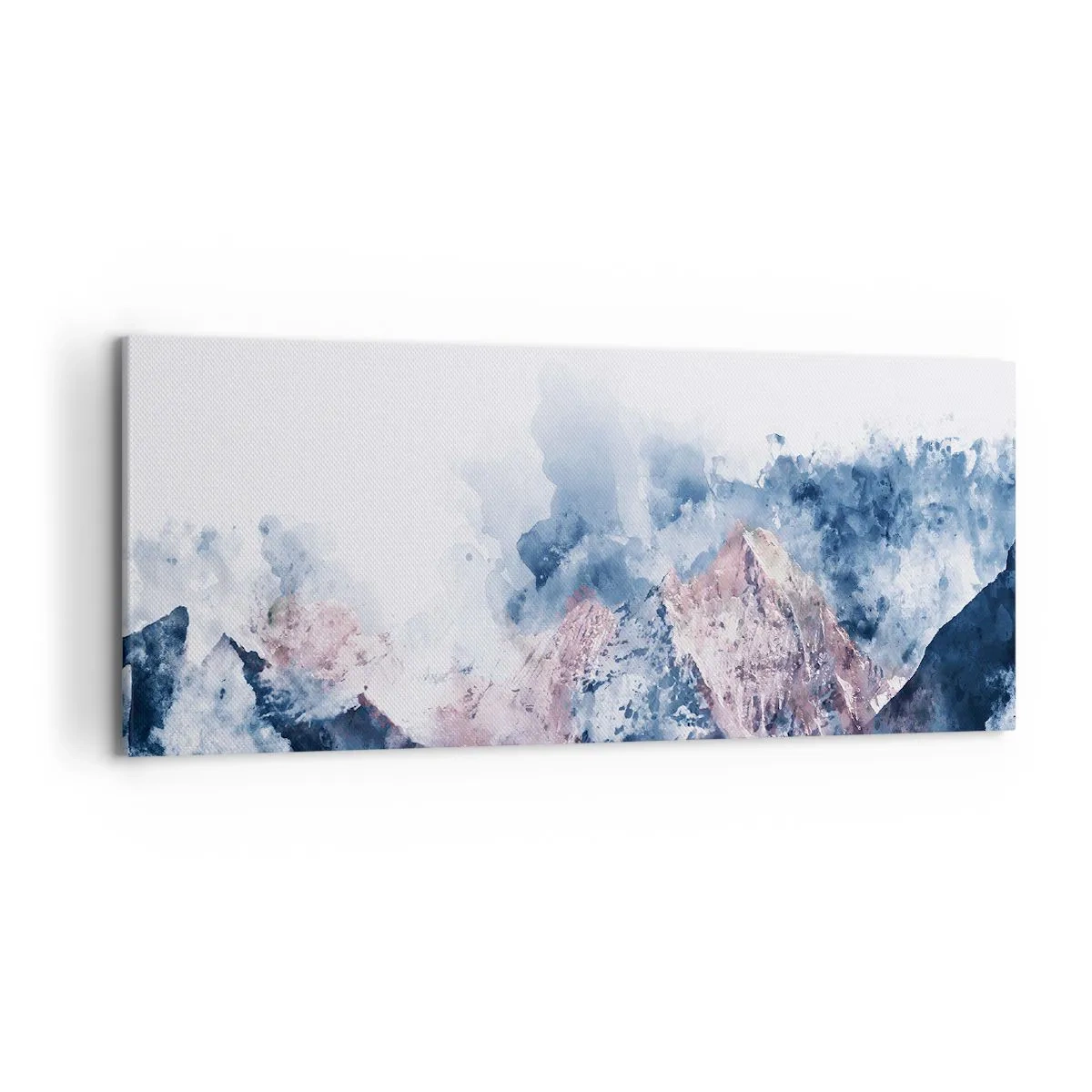 Quadro su tela - Stampe su Tela - Montagne acquerellate in tonalità pastello su sfondo bianco - 120x50cm - Queste si che sono cime! - Decorazione murale moderna per soggiorno e camera da letto ARTTOR