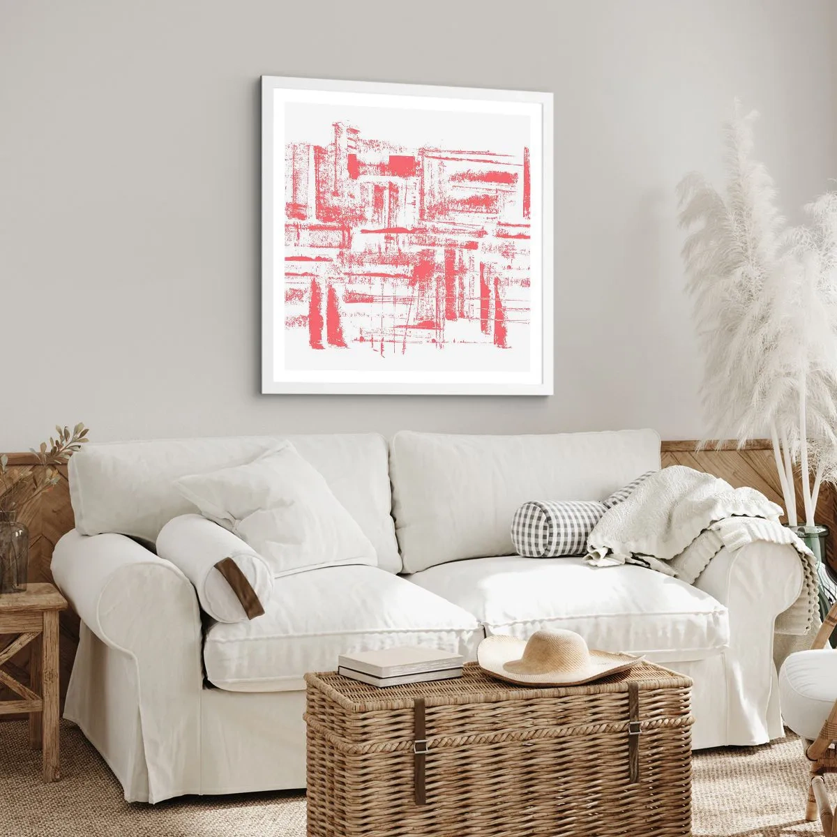 Poster in cornice bianca - Città rossa - 60x60 cm