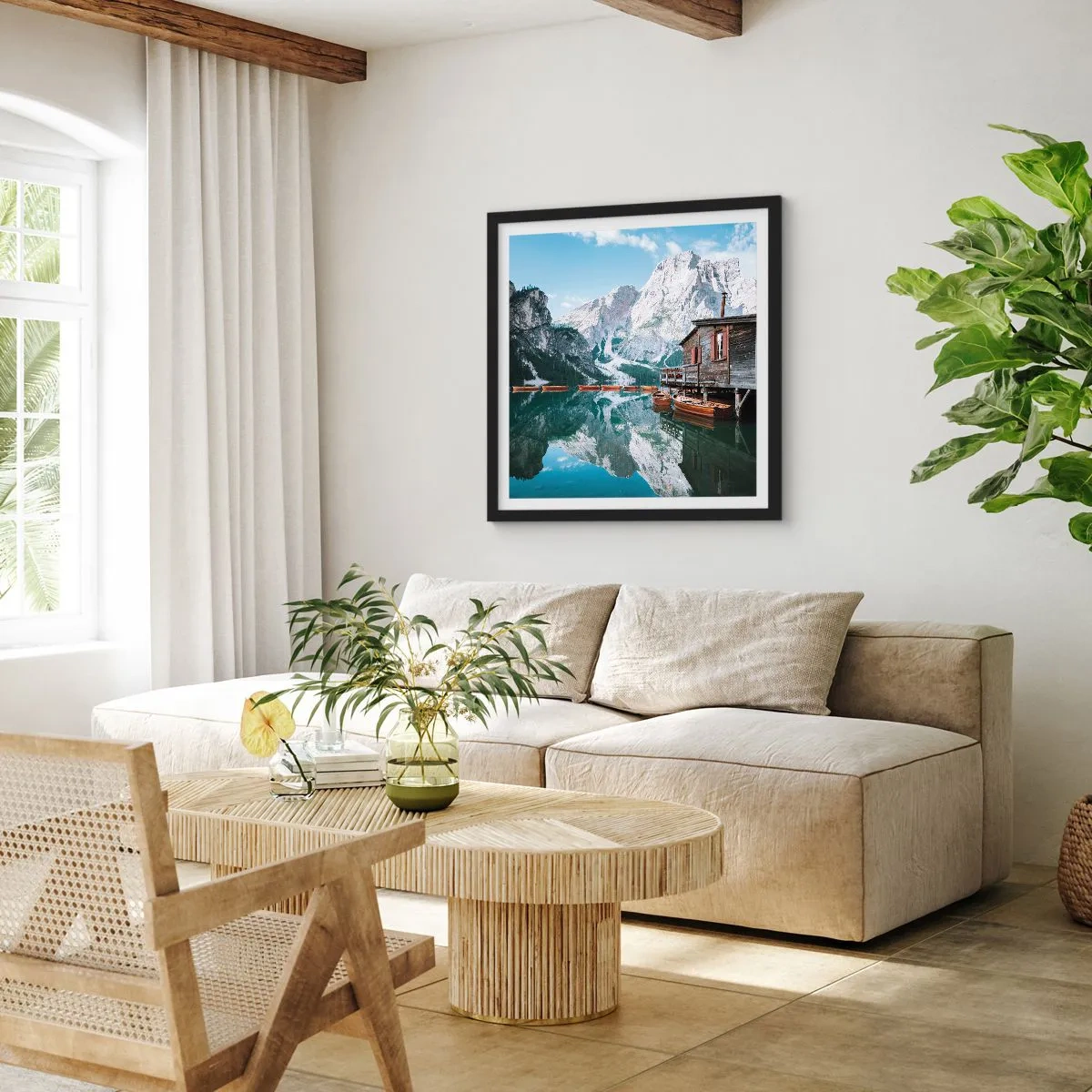 Poster in cornice nera - Mattina cristallina sui monti - 50x50 cm