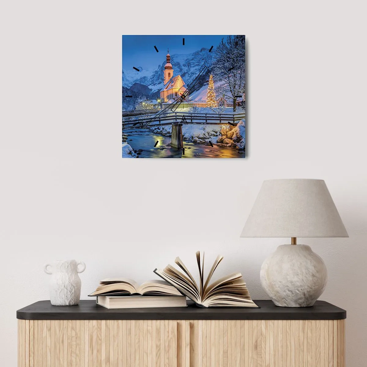 Orologio da parete - Orologio in Vetro - Lo spirito di Natale - 40x40 cm