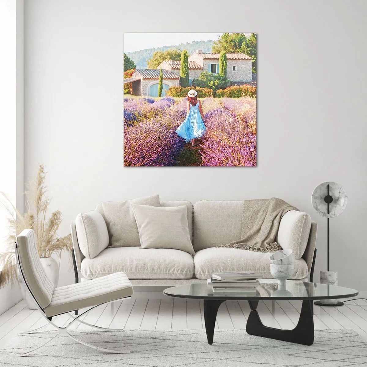 Quadro su vetro - La ragazza nella lavanda - 40x40 cm