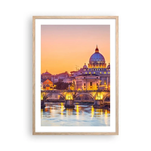 Poster in cornice rovere chiaro - Tramonto sulla Città Eterna - 50x70 cm