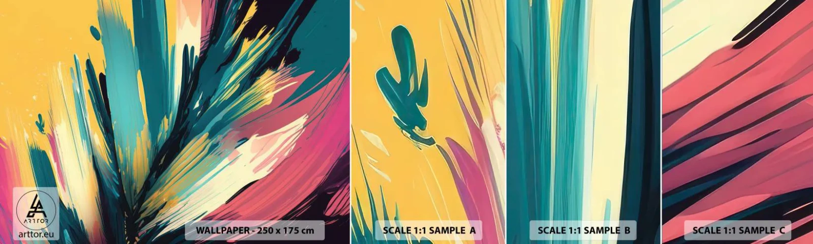 Campione Di Fotomurale Standard Eco - Composizione: esplosione di gioia - Astrattismo, Pezzo, Moderno - 100x30 cm