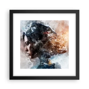 Poster in cornice nera - Racconto su una ragazza con città sullo sfondo - 30x30 cm
